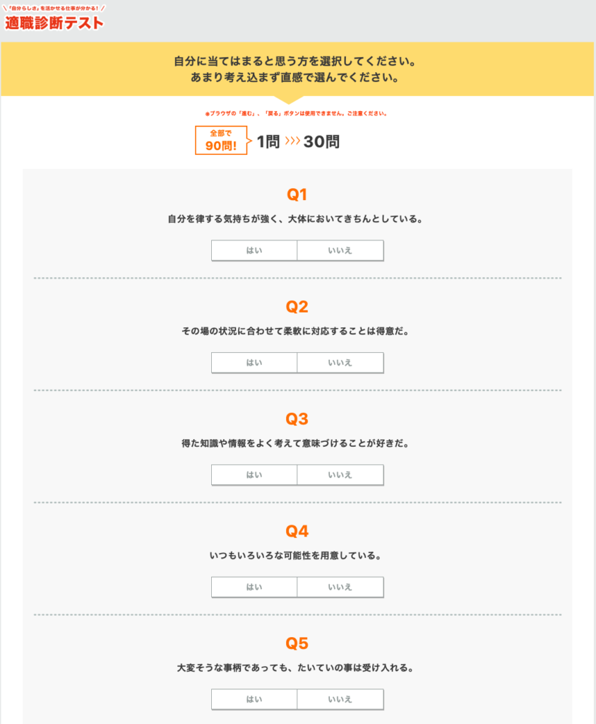 適職診断テスト①