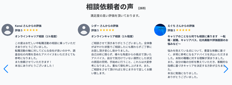 coacheeにおけるコーチごとの評価・評判